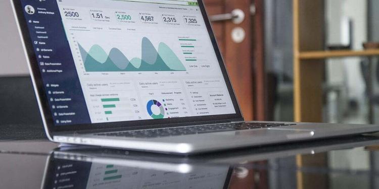 Laptop with analytics on the screen
