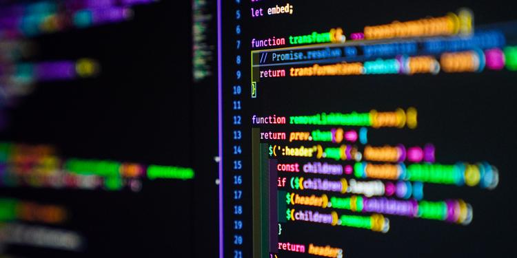 Code on screen of laptop
