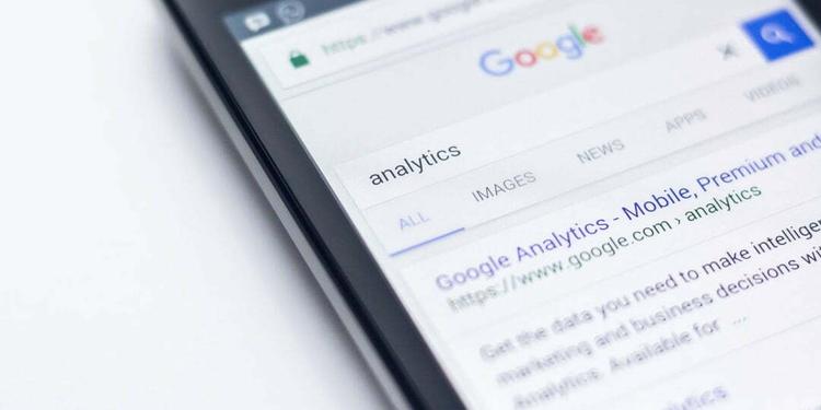 A phone showing analytics search